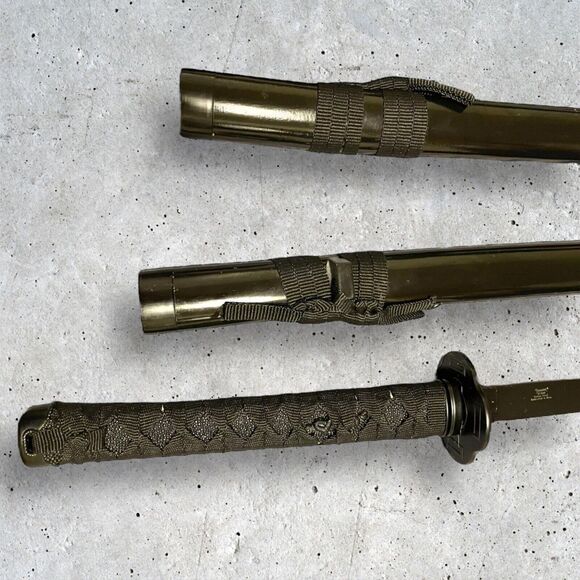 2 Set Of Black Emperor Katana Sword with Scabbard Tomahawk Carbon Steel - Picture 5 of 12